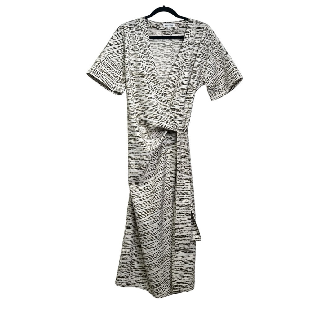 Prologue Women’s MED Cream & Brown Print Wrap Autumn Wedding Guest Dress